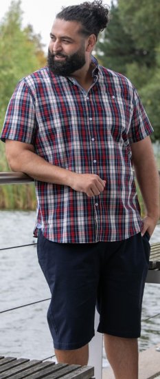 D555 Shields Button Down Collar Short Sleeve Shirt With Pocket Red Check - Košulje - Muške Košulje Veliki Brojevi