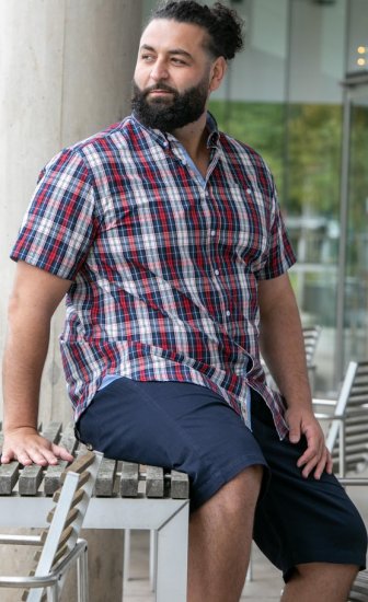 D555 Shields Button Down Collar Short Sleeve Shirt With Pocket Red Check - Košulje - Muške Košulje Veliki Brojevi