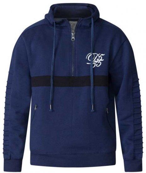 D555 Sergio Half Zip Hoodie Navy - Puloveri & dukserice - Muške Puloveri & dukserice veliki brojevi