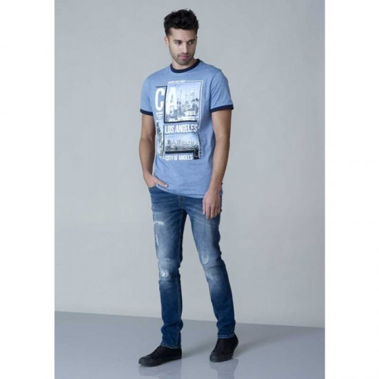 D555 Howie Fine Stripe T-shirt Blue - Majice Kratkih Rukava - Muške Majice Kratkih Rukava Veliki Brojevi 