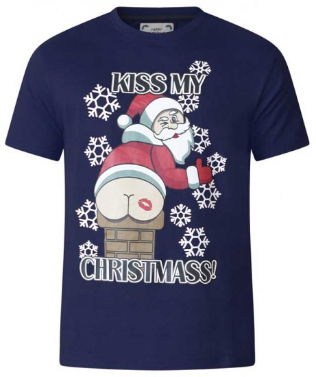 D555 Naughty X-mas T-shirt Navy - Majice Kratkih Rukava - Muške Majice Kratkih Rukava Veliki Brojevi 