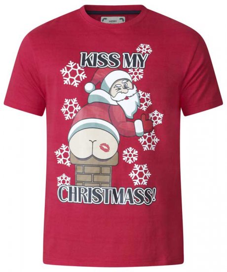 D555 Naughty X-mas T-shirt Red - Majice Kratkih Rukava - Muške Majice Kratkih Rukava Veliki Brojevi 