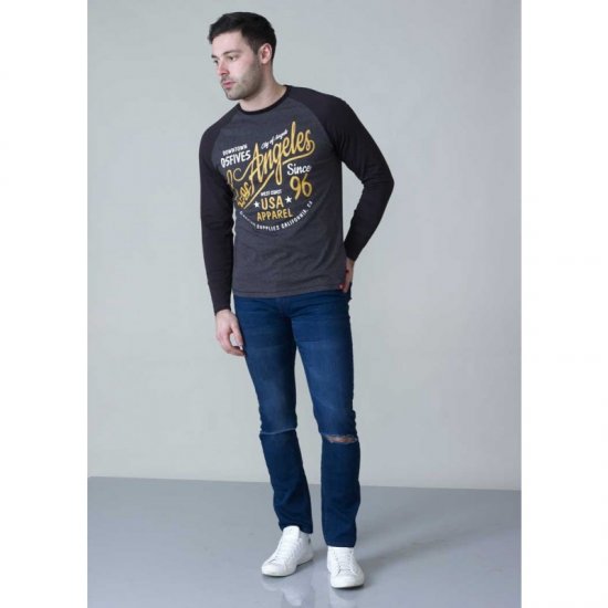 D555 Neill Long Sleeve T-shirt Black - Majice Kratkih Rukava - Muške Majice Kratkih Rukava Veliki Brojevi 