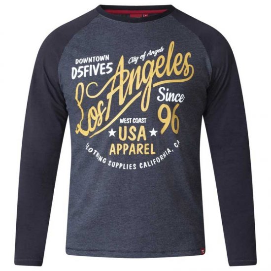 D555 Neill Long Sleeve T-shirt Black - Majice Kratkih Rukava - Muške Majice Kratkih Rukava Veliki Brojevi 
