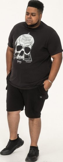 D555 Hucknall Skull Monochrome Printed Crew Neck T-shirt Washed Black - Majice Kratkih Rukava - Muške Majice Kratkih Rukava Veliki Brojevi 