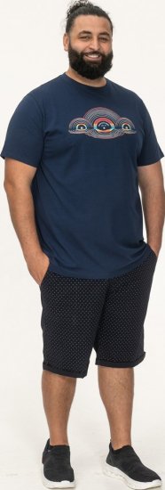 D555 Cheltenham Record With Reflection Printed T-shirt French Navy - Majice Kratkih Rukava - Muške Majice Kratkih Rukava Veliki Brojevi 
