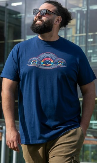 D555 Cheltenham Record With Reflection Printed T-shirt French Navy - Majice Kratkih Rukava - Muške Majice Kratkih Rukava Veliki Brojevi 