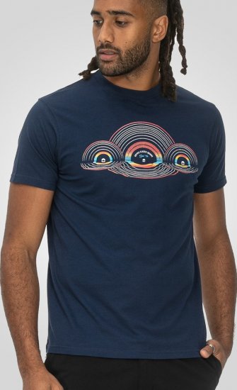 D555 Cheltenham Record With Reflection Printed T-shirt French Navy - Majice Kratkih Rukava - Muške Majice Kratkih Rukava Veliki Brojevi 