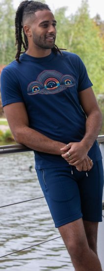 D555 Cheltenham Record With Reflection Printed T-shirt French Navy - Majice Kratkih Rukava - Muške Majice Kratkih Rukava Veliki Brojevi 