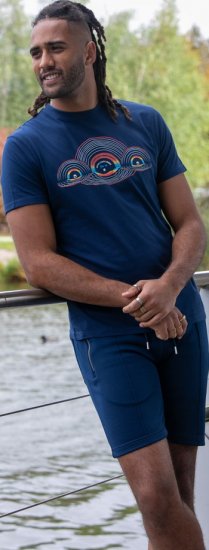 D555 Cheltenham Record With Reflection Printed T-shirt French Navy - Majice Kratkih Rukava - Muške Majice Kratkih Rukava Veliki Brojevi 