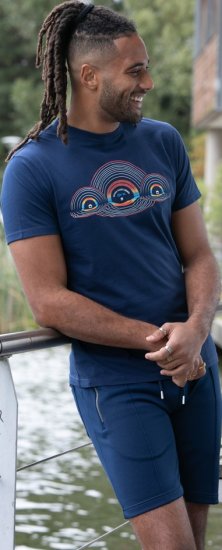 D555 Cheltenham Record With Reflection Printed T-shirt French Navy - Majice Kratkih Rukava - Muške Majice Kratkih Rukava Veliki Brojevi 