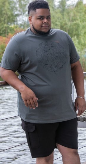 D555 Poole Circle Wave Printed Crew Neck T-shirt Khaki - Majice Kratkih Rukava - Muške Majice Kratkih Rukava Veliki Brojevi 