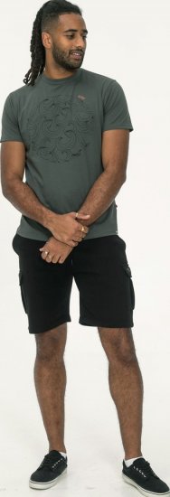 D555 Poole Circle Wave Printed Crew Neck T-shirt Khaki - Majice Kratkih Rukava - Muške Majice Kratkih Rukava Veliki Brojevi 