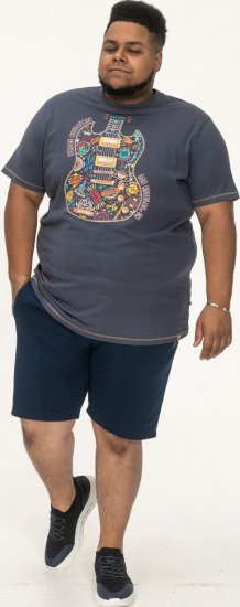 D555 Stockport Multi Coloured Guitar Printed T-Shirt Denim - Majice Kratkih Rukava - Muške Majice Kratkih Rukava Veliki Brojevi 
