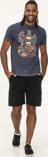 D555 Stockport Multi Coloured Guitar Printed T-Shirt Denim - Majice Kratkih Rukava - Muške Majice Kratkih Rukava Veliki Brojevi 