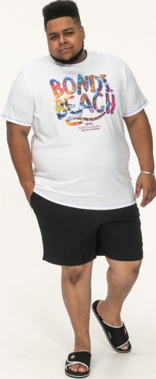 D555 SYDNEY Multi Coloured Bondi Beach Printed T-Shirt White - Majice Kratkih Rukava - Muške Majice Kratkih Rukava Veliki Brojevi 