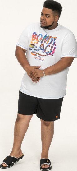 D555 SYDNEY Multi Coloured Bondi Beach Printed T-Shirt White - Majice Kratkih Rukava - Muške Majice Kratkih Rukava Veliki Brojevi 