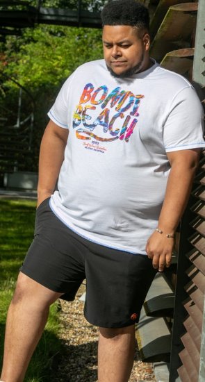 D555 SYDNEY Multi Coloured Bondi Beach Printed T-Shirt White - Majice Kratkih Rukava - Muške Majice Kratkih Rukava Veliki Brojevi 