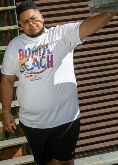 D555 SYDNEY Multi Coloured Bondi Beach Printed T-Shirt White - Majice Kratkih Rukava - Muške Majice Kratkih Rukava Veliki Brojevi 