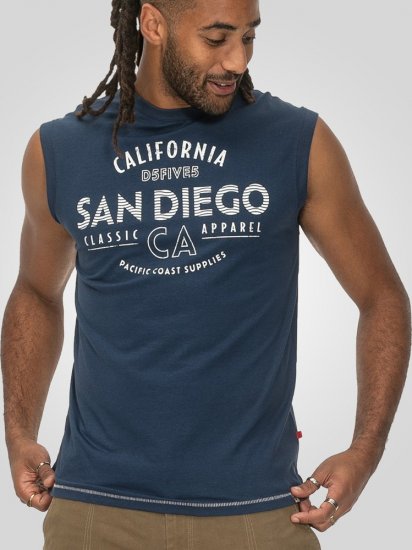 D555 Havant San Diego Printed Sleeveless T-Shirt French Navy - Majice Kratkih Rukava - Muške Majice Kratkih Rukava Veliki Brojevi 