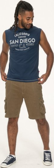 D555 Havant San Diego Printed Sleeveless T-Shirt French Navy - Majice Kratkih Rukava - Muške Majice Kratkih Rukava Veliki Brojevi 