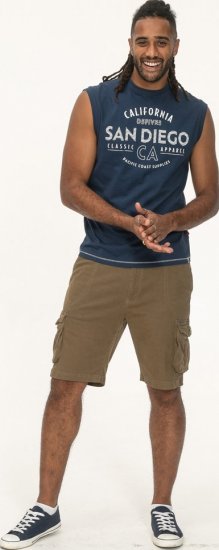 D555 Havant San Diego Printed Sleeveless T-Shirt French Navy - Majice Kratkih Rukava - Muške Majice Kratkih Rukava Veliki Brojevi 