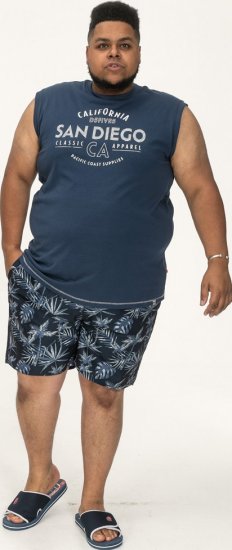 D555 Havant San Diego Printed Sleeveless T-Shirt French Navy - Majice Kratkih Rukava - Muške Majice Kratkih Rukava Veliki Brojevi 