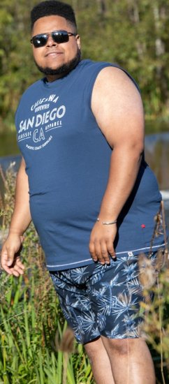 D555 Havant San Diego Printed Sleeveless T-Shirt French Navy - Majice Kratkih Rukava - Muške Majice Kratkih Rukava Veliki Brojevi 