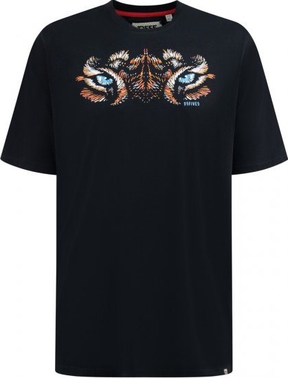 D555 Leamington Tiger Eyes Printed Crew Neck T-shirt Black - Majice Kratkih Rukava - Muške Majice Kratkih Rukava Veliki Brojevi 