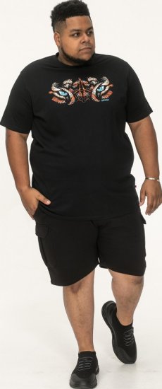D555 Leamington Tiger Eyes Printed Crew Neck T-shirt Black - Majice Kratkih Rukava - Muške Majice Kratkih Rukava Veliki Brojevi 