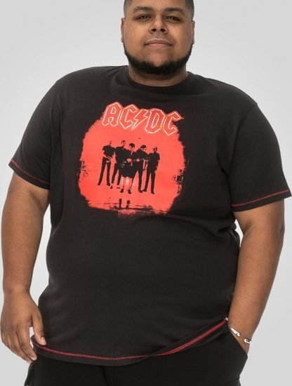 D555 Uxbridge Official AC/DC Band Printed Crew Neck T-Shirt Washed Black TALL SIZES - MUŠKA ODJEĆA MT-6XLT - Odjeća za Visoke Muškarce