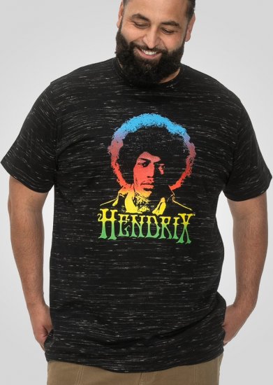 D555 Hendrix Official Jimi Hendrix Printed Crew Neck T-Shirt Black Reno - Majice bendova - 