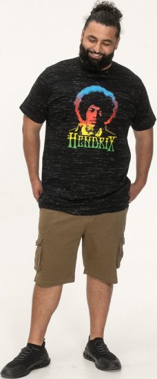 D555 Hendrix Official Jimi Hendrix Printed Crew Neck T-Shirt Black Reno - Majice bendova - 