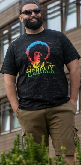 D555 Hendrix Official Jimi Hendrix Printed Crew Neck T-Shirt Black Reno - Majice bendova - 
