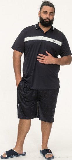D555 Hinckley Stretch Polo With Contrast Tipping Collar Navy - Polo majice - Muške Polo Majice Veliki Brojevi