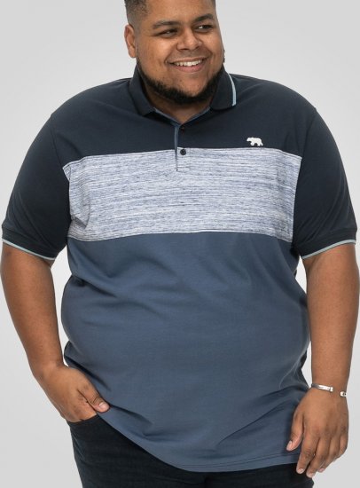 D555 Leeds Cut And Sew Polo With Jacquard Collar And Cuffs Navy - Polo majice - Muške Polo Majice Veliki Brojevi