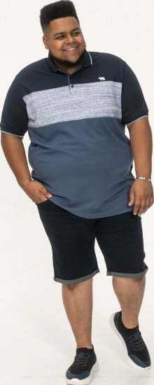 D555 Leeds Cut And Sew Polo With Jacquard Collar And Cuffs Navy - Polo majice - Muške Polo Majice Veliki Brojevi