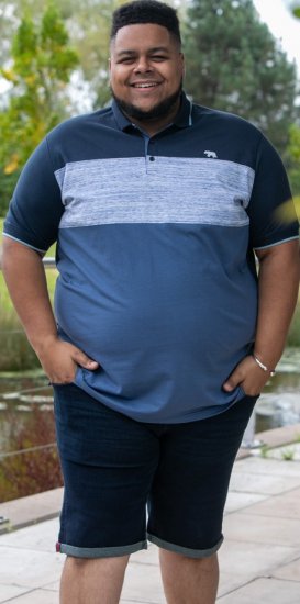 D555 Leeds Cut And Sew Polo With Jacquard Collar And Cuffs Navy - Polo majice - Muške Polo Majice Veliki Brojevi