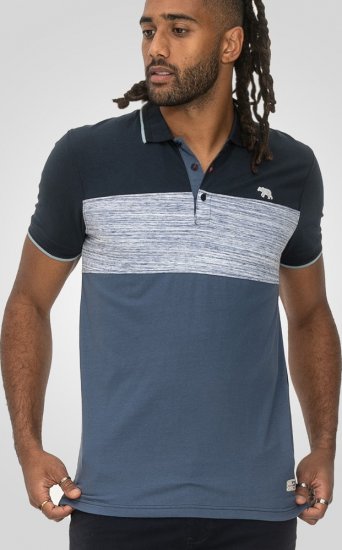 D555 Leeds Cut And Sew Polo With Jacquard Collar And Cuffs Navy - Polo majice - Muške Polo Majice Veliki Brojevi