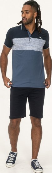 D555 Leeds Cut And Sew Polo With Jacquard Collar And Cuffs Navy - Polo majice - Muške Polo Majice Veliki Brojevi