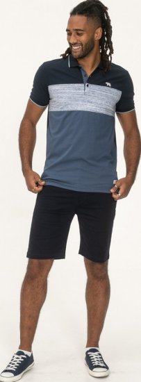 D555 Leeds Cut And Sew Polo With Jacquard Collar And Cuffs Navy - Polo majice - Muške Polo Majice Veliki Brojevi