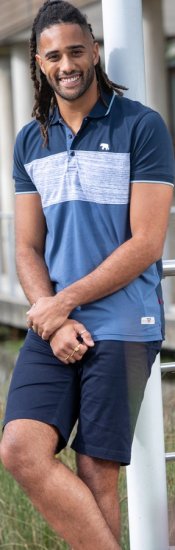 D555 Leeds Cut And Sew Polo With Jacquard Collar And Cuffs Navy - Polo majice - Muške Polo Majice Veliki Brojevi