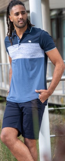 D555 Leeds Cut And Sew Polo With Jacquard Collar And Cuffs Navy - Polo majice - Muške Polo Majice Veliki Brojevi