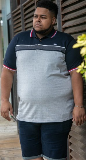 D555 Tipton Stripe Jacquard Short Sleeve Polo Navy - Polo majice - Muške Polo Majice Veliki Brojevi