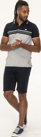 D555 Tipton Stripe Jacquard Short Sleeve Polo Navy - Polo majice - Muške Polo Majice Veliki Brojevi