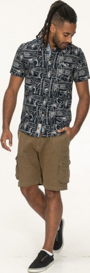 D555 Worthing Surf AOP Short Sleeve Button Down Collar Shirt Navy - Košulje - Muške Košulje Veliki Brojevi