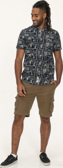 D555 Worthing Surf AOP Short Sleeve Button Down Collar Shirt Navy - Košulje - Muške Košulje Veliki Brojevi