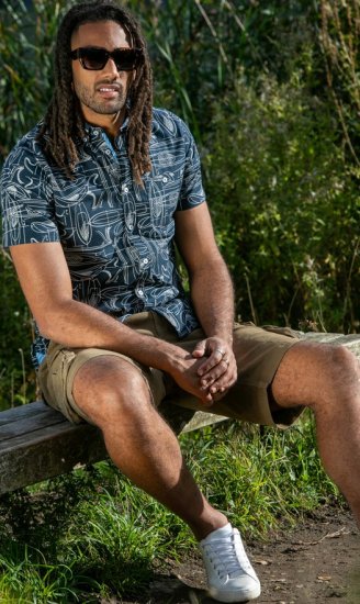 D555 Worthing Surf AOP Short Sleeve Button Down Collar Shirt Navy - Košulje - Muške Košulje Veliki Brojevi