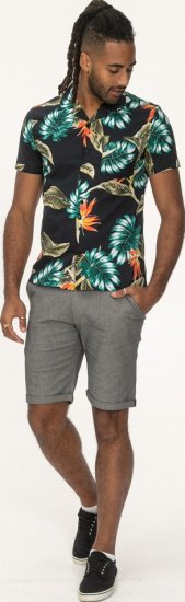 D555 Selby Hawaiian AOP Short Sleeve Revere Collar Shirt Black - Košulje - Muške Košulje Veliki Brojevi