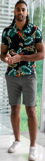 D555 Selby Hawaiian AOP Short Sleeve Revere Collar Shirt Black - Košulje - Muške Košulje Veliki Brojevi